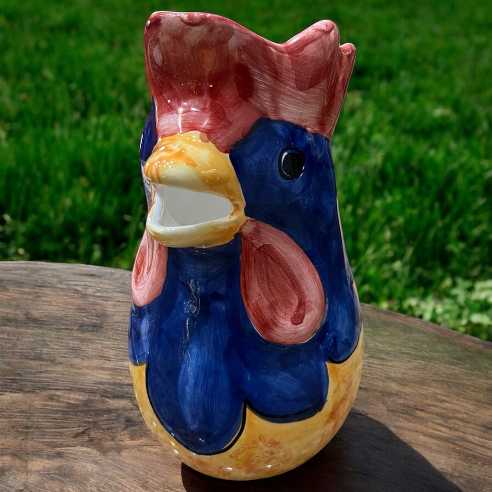 Hand Painted Italian Rooster Pitcher SARA Pottery Farmhouse Country Kitchen - Picture 7 of 14